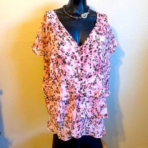 Apt. 9 Women Pink and Brown Blossoms With Layers of Ruffles